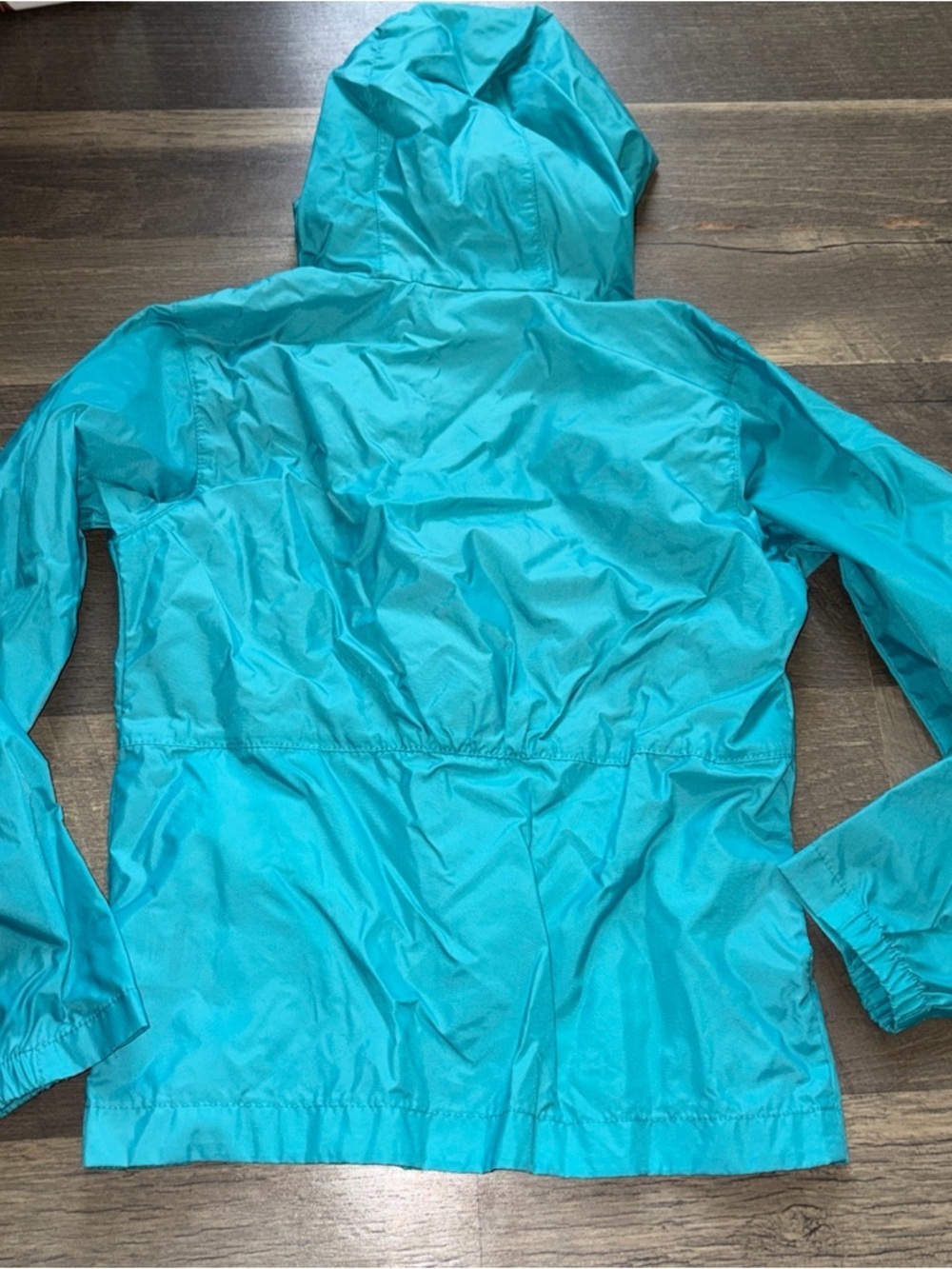 Columbia Youth Girls S Windbreaker Lightweight Hoodie Full Zip Aqua Green Jacket - Picture 4 of 4